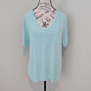 American Eagle Outfitters Light Blue V-Neck Tee